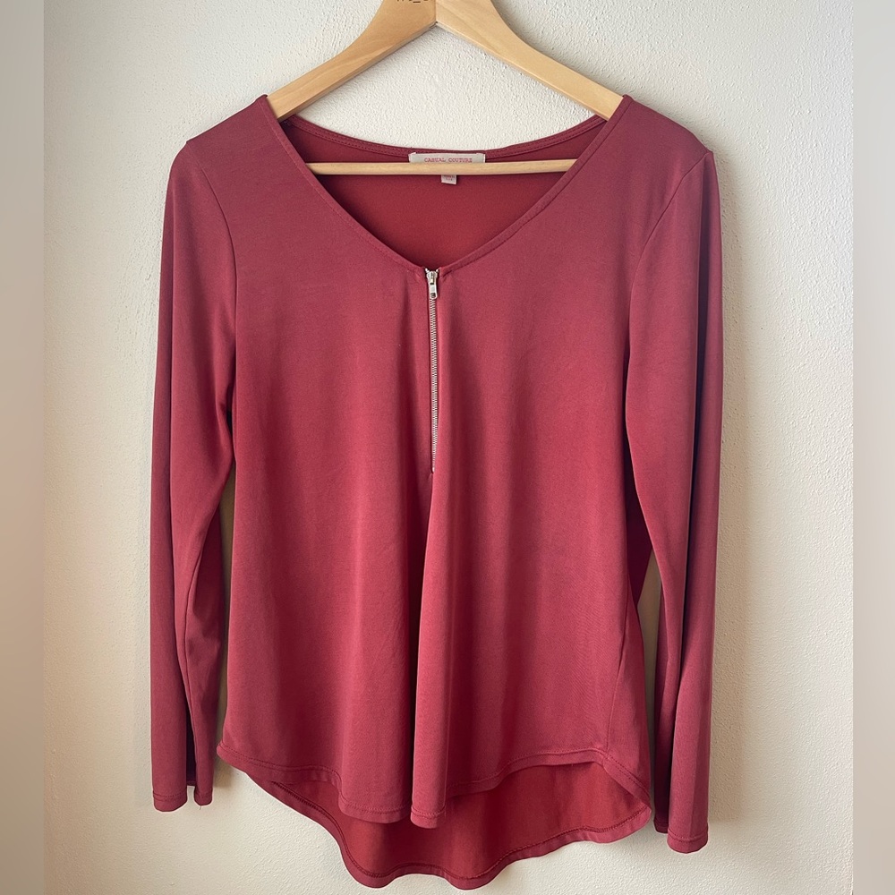 Casual Couture by Green Envelope Women Rust‎ Red 3/4 Sleeve Top Medium